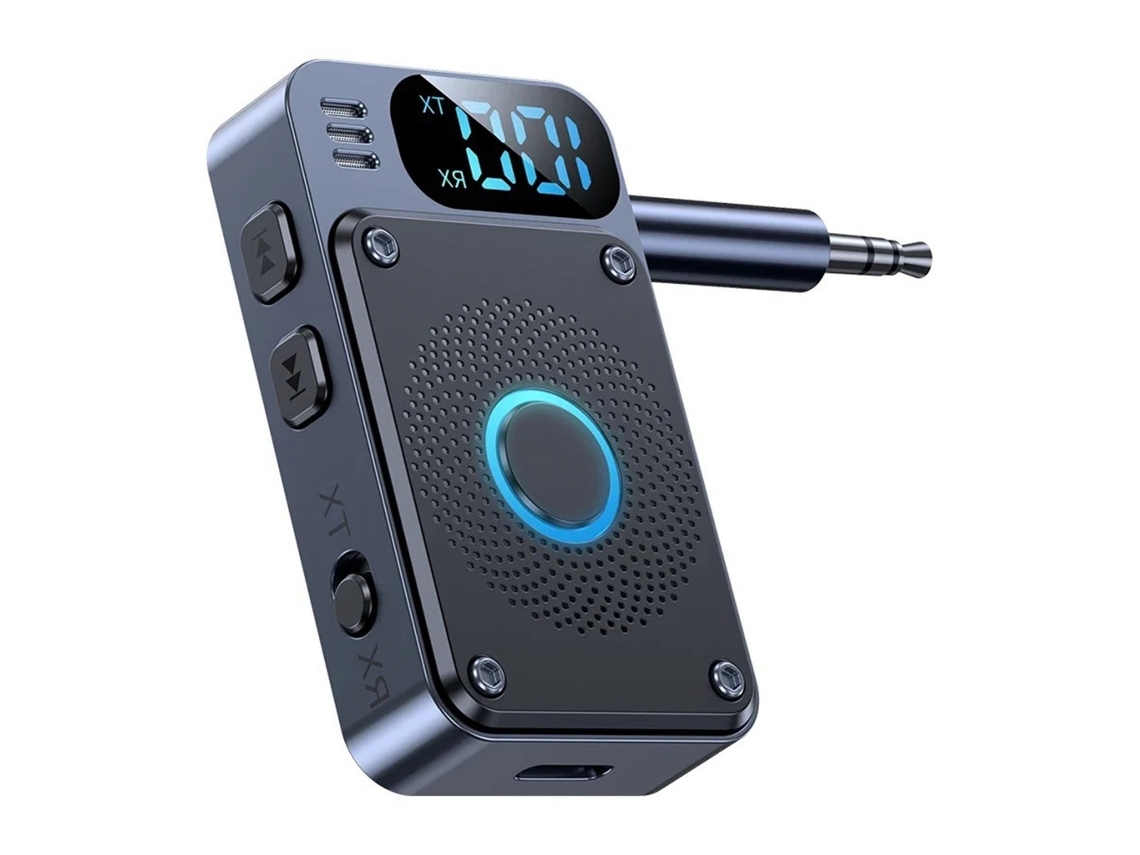 Transmissor E Receptor De Áudio 2 Em 1 Compatível Com Bluetooth, Com Visor Lcd E Entrada De 3,5 Mm.
