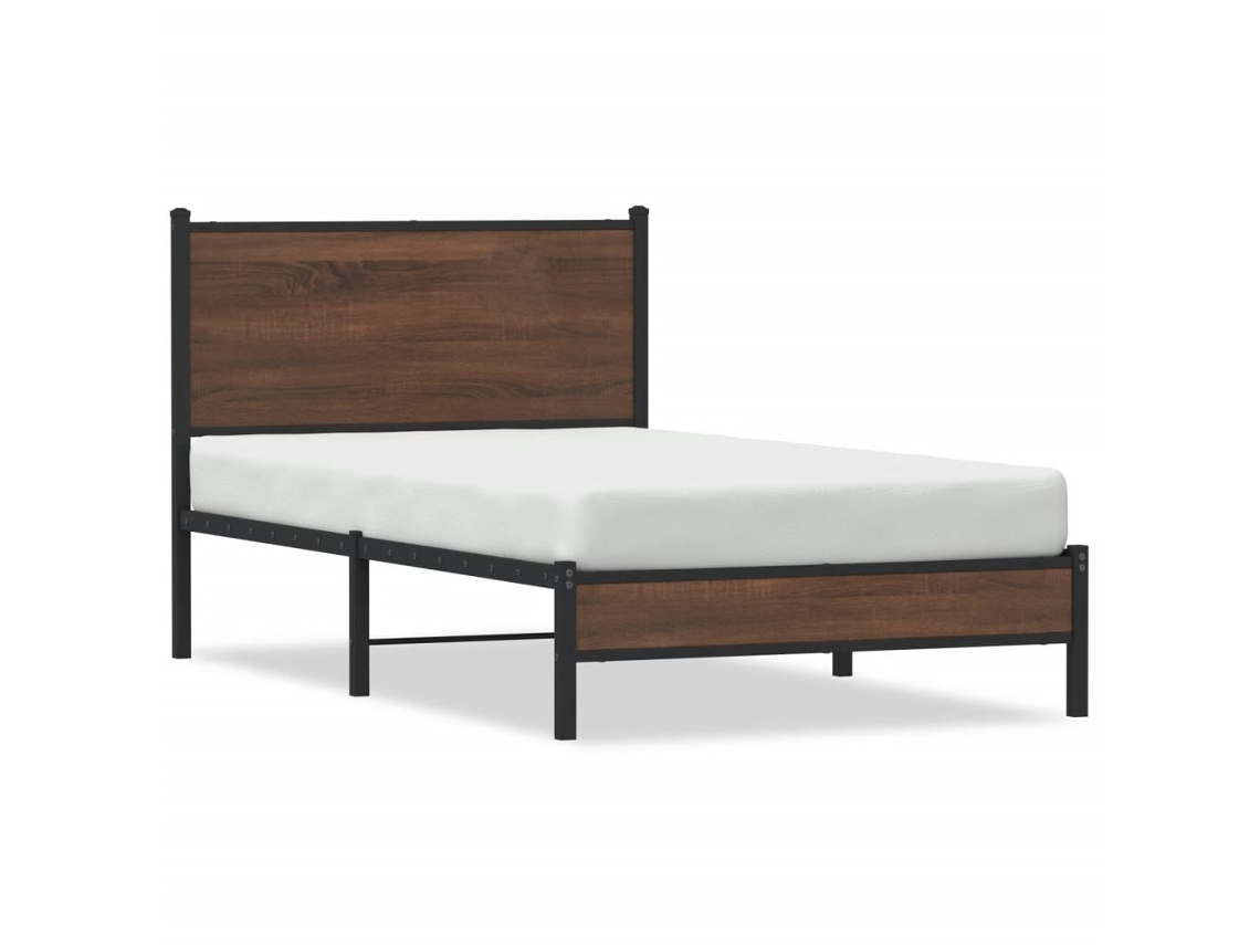 Bed Frame, Bed Frames Vidaxl Marrom Aço (107 X 203 Cm)