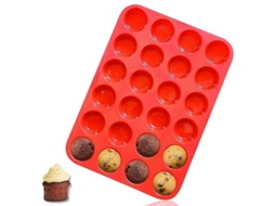Nova Line forma de Silicone Antiaderente para Mini Muffins e Cupcakes com 24 Cuvas, Bpa Free e Lavavajillas Seguro