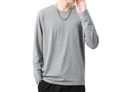 Camiseta Masculina Casual De Manga Longa Com Estilo Simples E Confortável Para Outono E Inverno Cinza