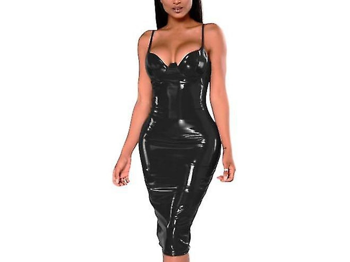 2026 vestido Ajustado de Couro Pvc Curto com Zíper para Mulher, Ideal para Festas e Clubes