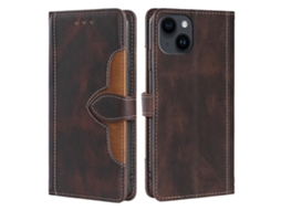 Capa Para Iphone 15 Pele Sintética Castanho
