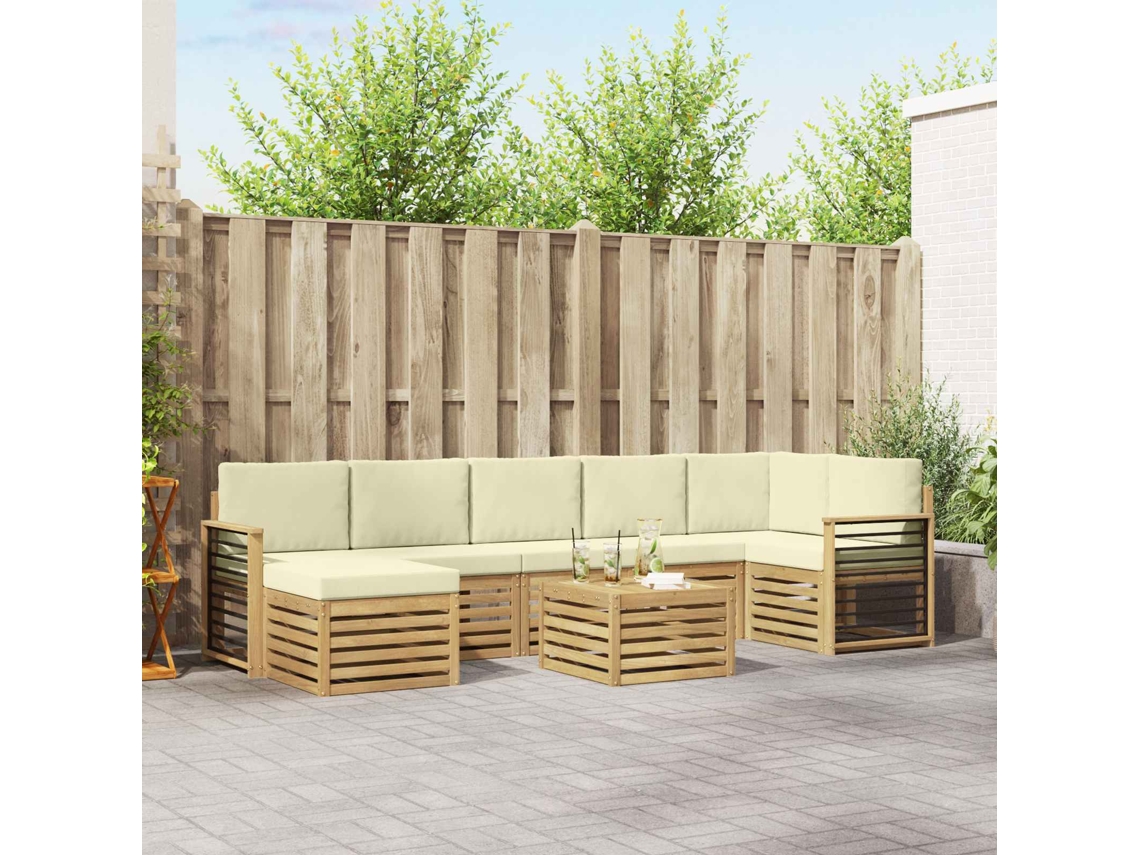 Vidaxl Conjunto De Sofás Para Exterior 8 Unid. Branco E Creme