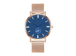 Relógio de pulso masculino Zhoulianfa com pulseira de malha, movimento de quartzo em aço inoxidável (azul ouro rosa)