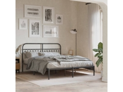 Estrutura De Cama Em Metal Com Cabeceira 150x200 Cm Preto
