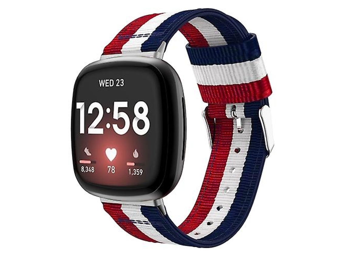 Pulseira De Nylon, Compatível Com Fitbit Versa 3, Vermelha, Branca, Azul., Acabamento Moderno
