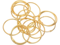 Anéis Fichário em Metal Dourado, 48 Peças, Diâmetro Interno 50mm, Folhetos Soltos, Fichas e Chaveiros