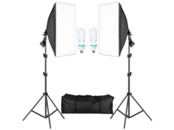 Kit De Iluminaã§ã£o Com Softbox Para Fotografia, Suporte De Luz Ajustã¡vel De 2m, Inclui Bolsa Oxford,lã¢mpadas 135w Oem