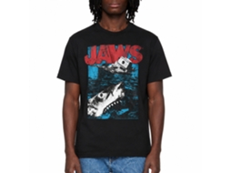 Rockinstone Jaws Movie Great White Black Adult T-shirt Size:m