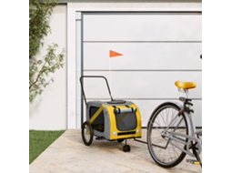 Vidaxl Reboque Bicicleta P/ Animais Tecido Oxford/ferro Amarelo/cinza