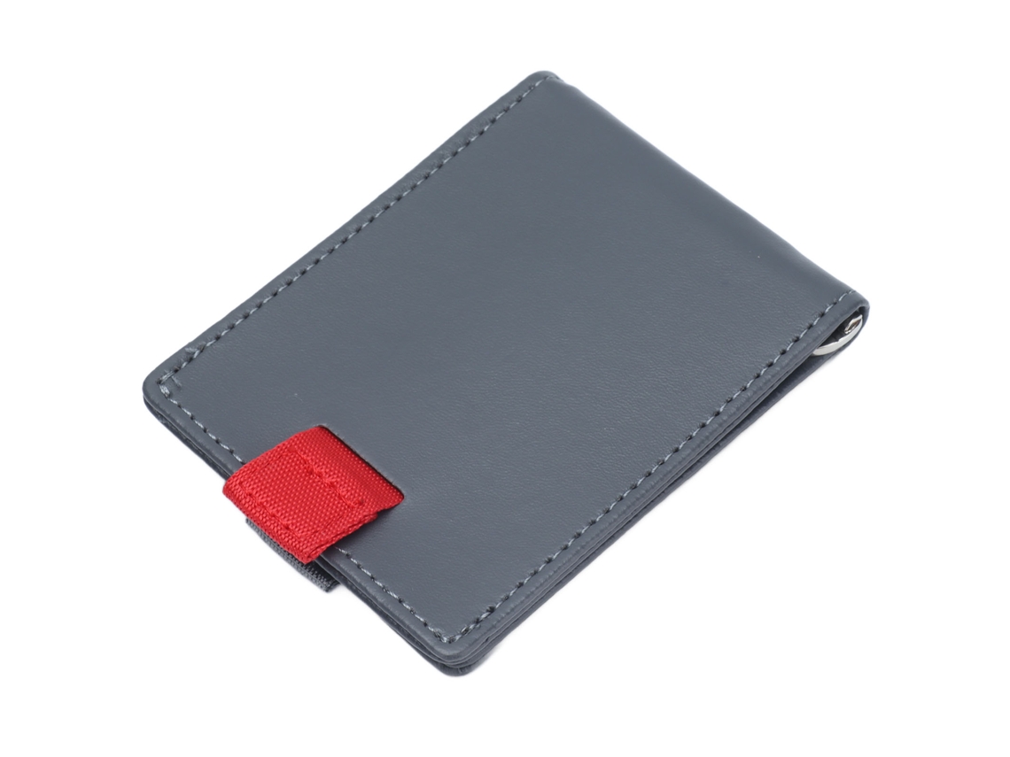 Carteira de Couro Slim Cinza Claro com Clip | S/MARCA