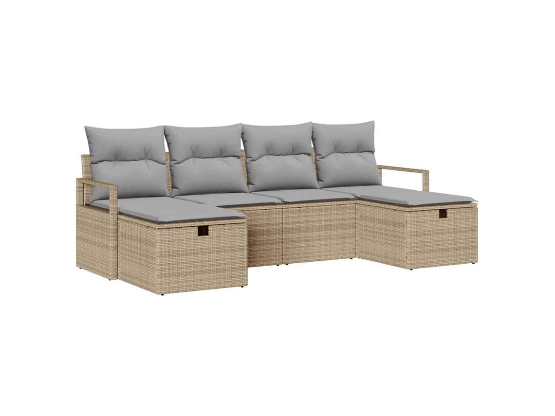 Maison Exclusive - Conjunto De Sofás Com Almofada 6 Pcs Bege E Cinza Claro Vime Pe