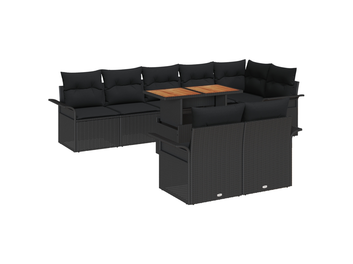 Conjunto 9 Conjunto De Jantar De Rattan Vidaxl Preto Vime Pe (100 X 55 X 73 Cm)
