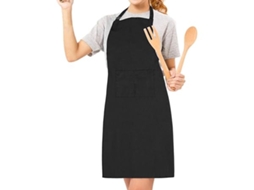 Avental de Cozinha, 100% Algodão, Preto, Acessório de Cozinha Ideal para Cozinhar e Fazer Churrascos STELASPLEN