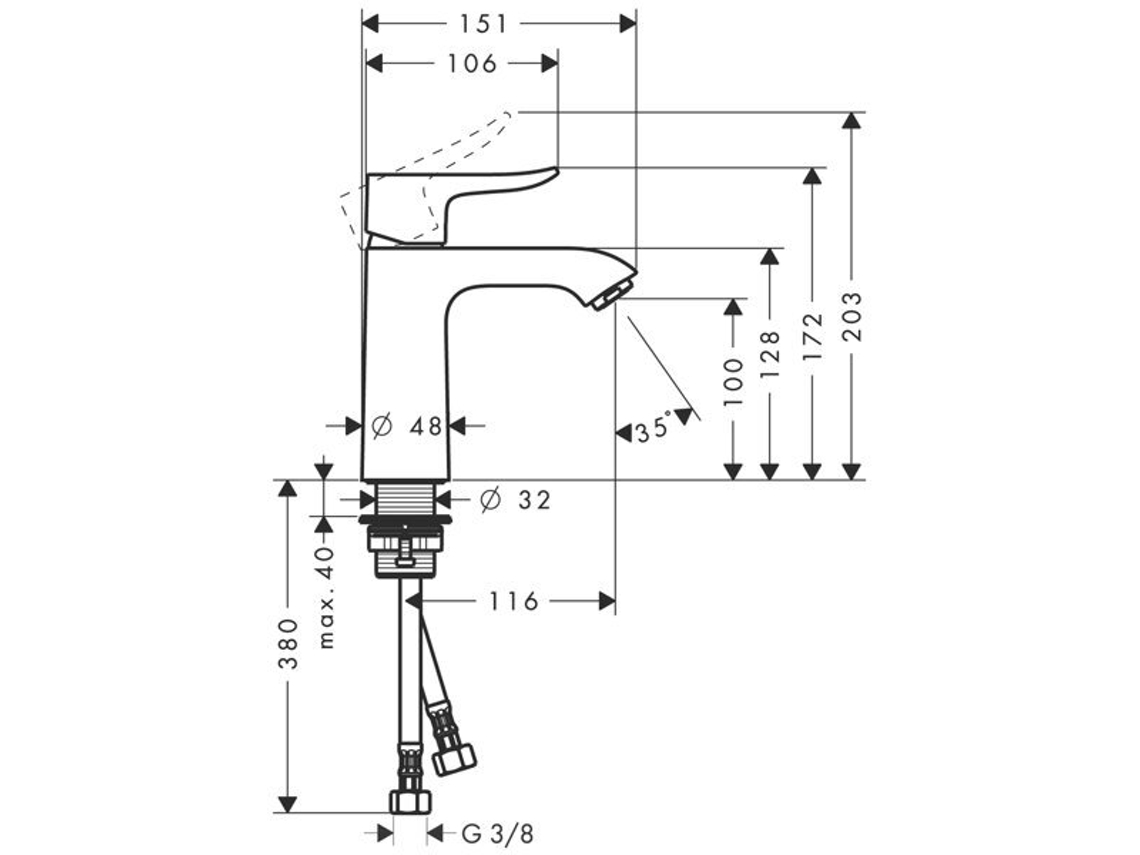 Misturadora Monocomando De Lavatório Hansgrohe Metris 110 Sem Descarga