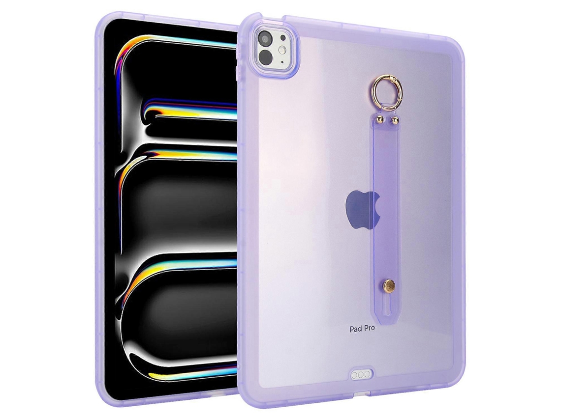 Capa Hengrongshen para iPad Pro 11, capa protetora de TPU à prova de choque com alça de pulso, roxa (2024)