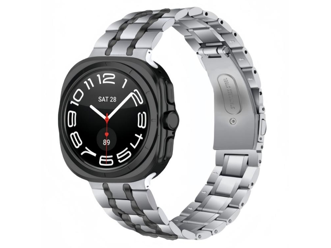 Bracelete Para Samsung Galaxy Watch 8 / Watch 8 Classic - Aço Inoxidável Cinco Contas - Prata E Preta