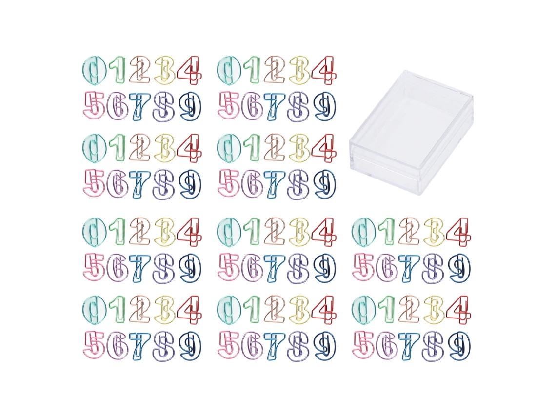 100 Grampos Papel Forma Número Divertidos Coloridos