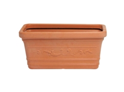 Saturnia macetero resina rectangular, color terracota, resistente, ideal exterior, 60x33cm.