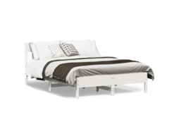 Cama Sem Colchão 140x190 Cm Madeira De Pinho Maciça Branco