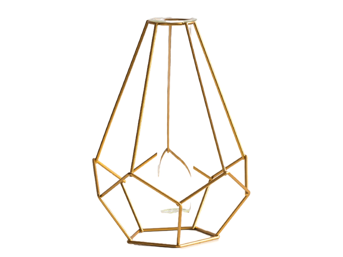 Vaso de Flores em Vidro com Suporte de Metal Plantador Transparente RNEMITERY
