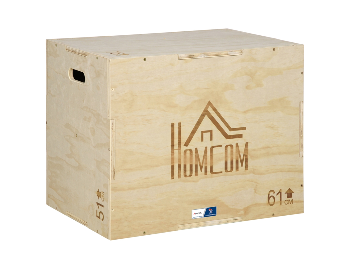 Caixa Pliométrica 3 em 1 para Salto 61x51x76cm, Colaboração Ffhandball em Madeira