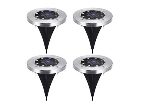 4 Pack Luzes solares exteriores do disco Iluminação impermeável da paisagem da terra compatível com a passagem do passeio do jardim