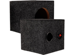 Caixa acústica para subwoofer automotivo, feita de madeira de lei, fácil instalação.