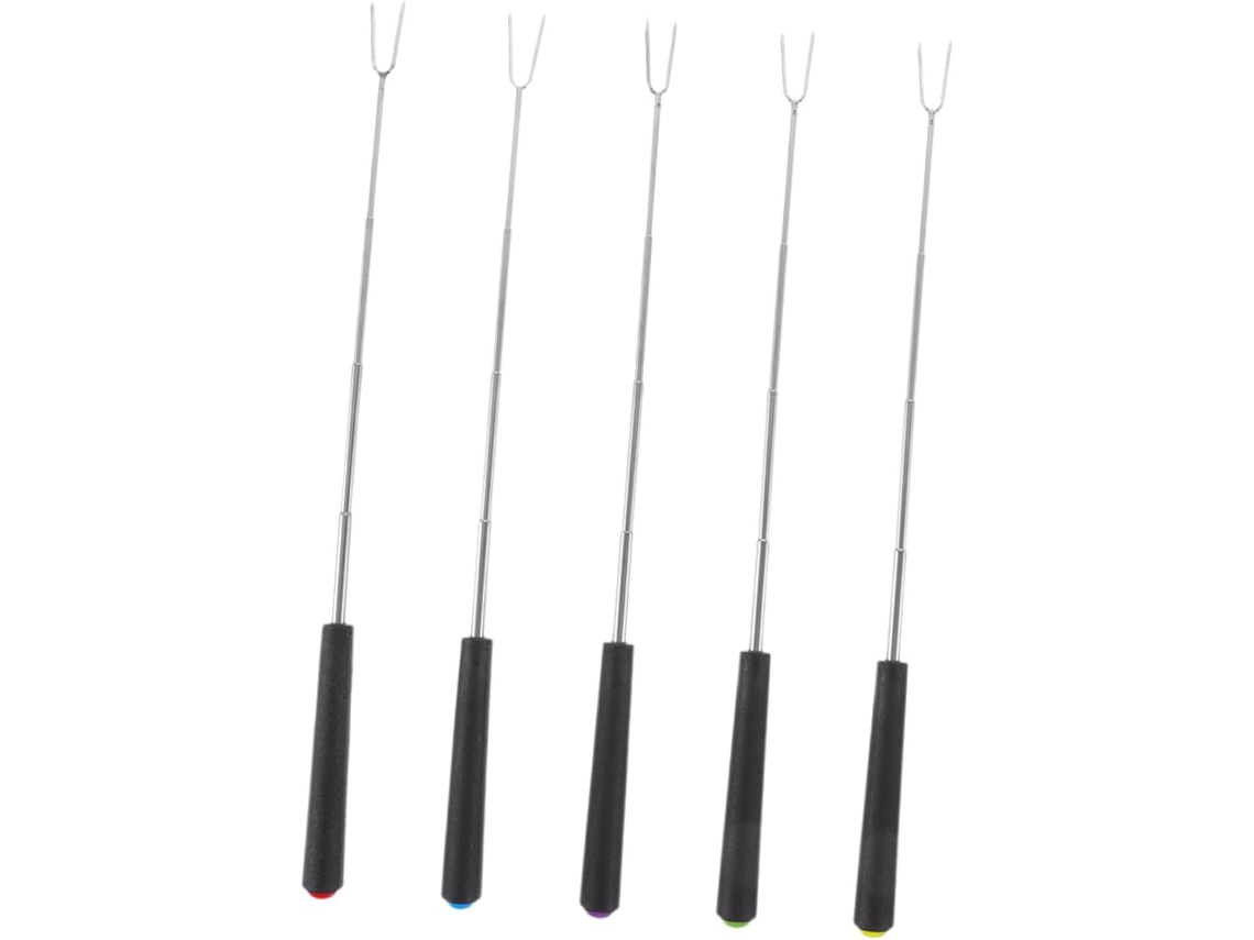 Conjunto De 5 Espetos Para Churrasco Hohopeti Com Cabos Coloridos, Em Aço Inoxidável, Ideais Para Fogueiras E Grelhados