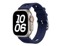 Bracelete para Apple Watch 46/49/45/44mm Silicone Preta com Furos para Fivela e Textura Escada Laranja XIAOMOYU