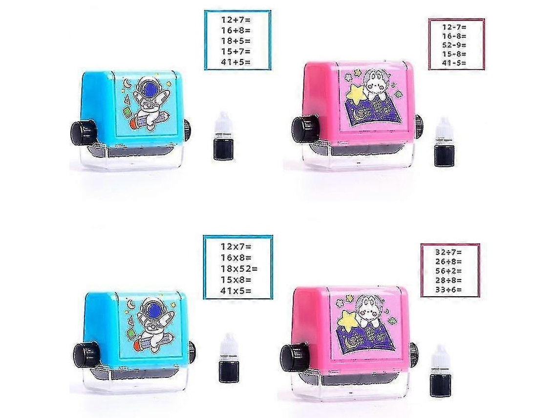 4pcs Math Roller Stamp,addition And Subtraction Seal Arithmetic Artifact, Math Roller Stamp