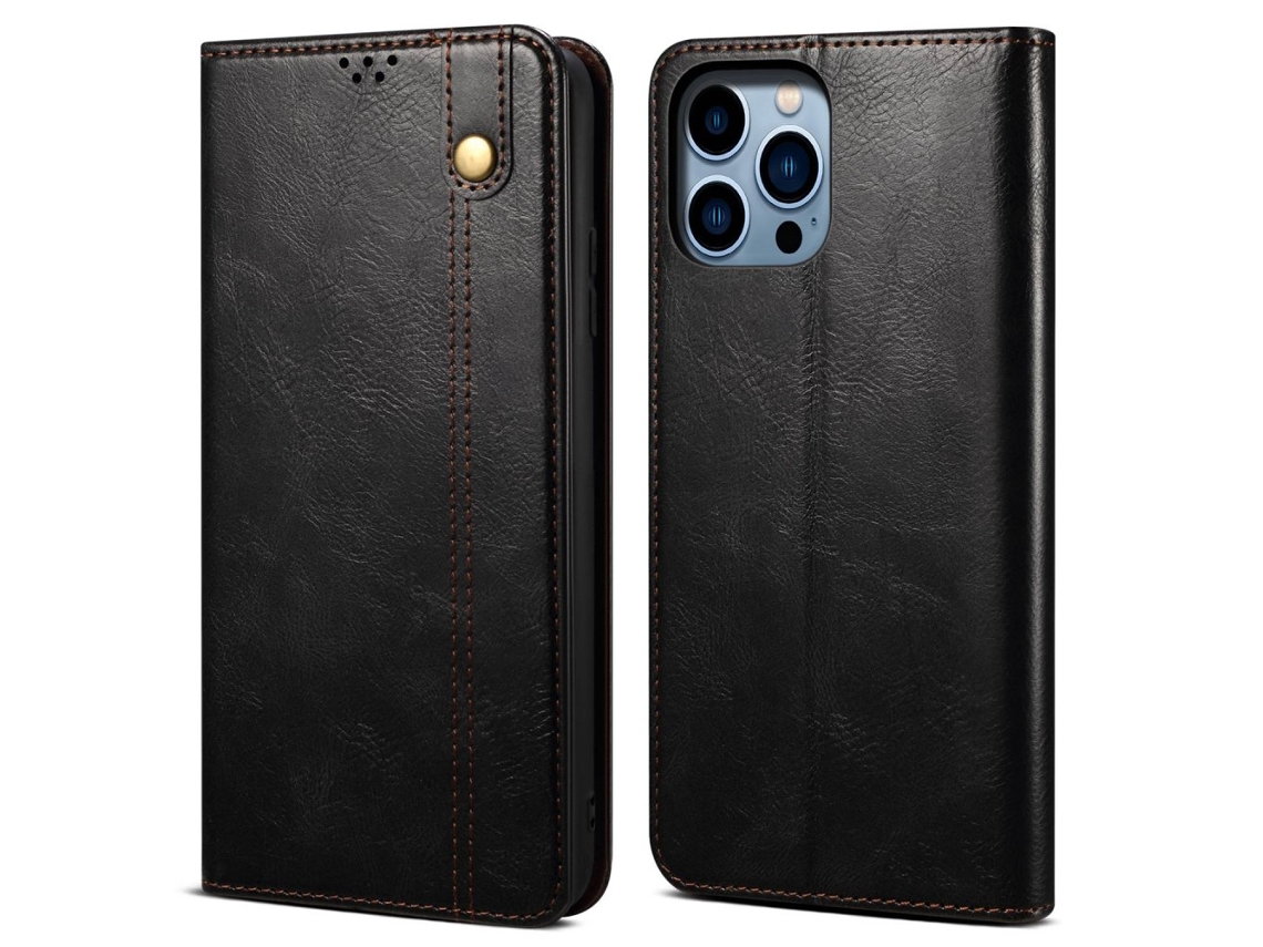 Capa Textura Louco Para Iphone 14 Pro Max Pele Sintética Preto