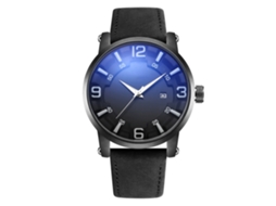 Relógio masculino de moda com strass, estrutura metálica, movimento de quartzo, pulseira ajustável, preto.