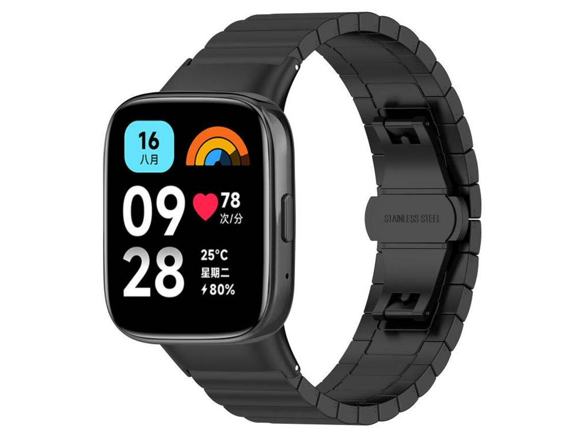 Bracelete para Redmi Watch 3 Active / Lite Aço Inoxidável com Conta de Bambu Preta XIAOMOYU (20mm)