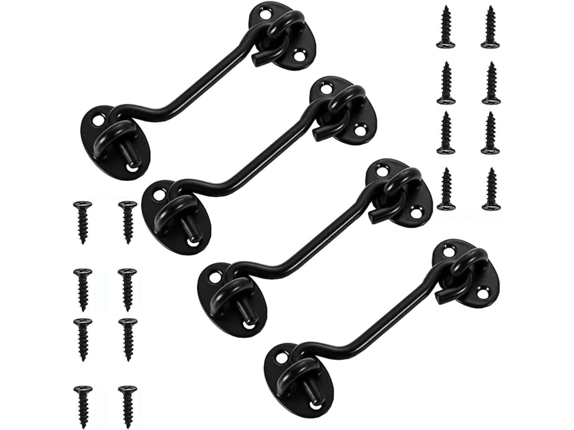 Fecho De Gancho E Olhal, Fecho De Gancho E Olhal Metal Com Parafusos Para Portas, Pacote Com 2 Unidades De 3a 6 Polegadas