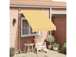 Vidaxl Toldo Retrátil Manual 200 Cm Riscas Laranjas E Brancas