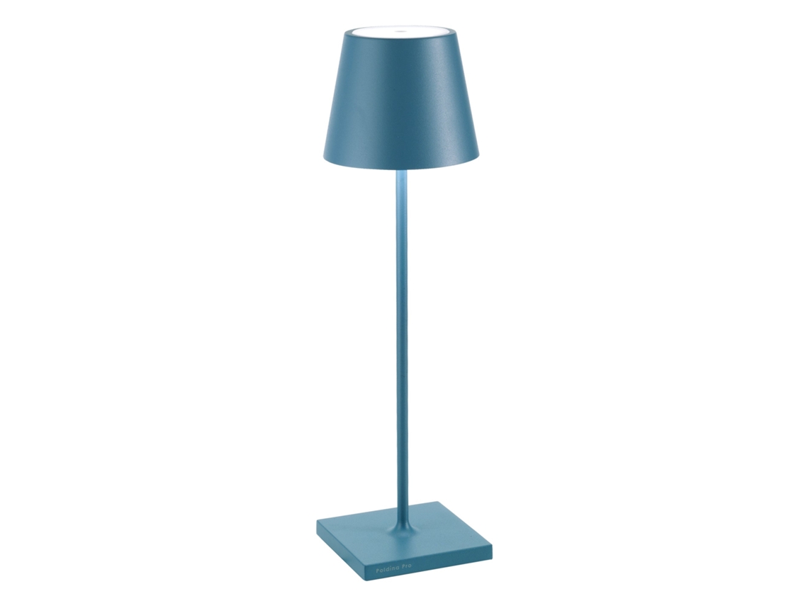 Luminária De Mesa Led Zafferano Poldina Pro Azul Avio Recarregável Regulável Até 12 H De Bateria Ip65 Uso Externo