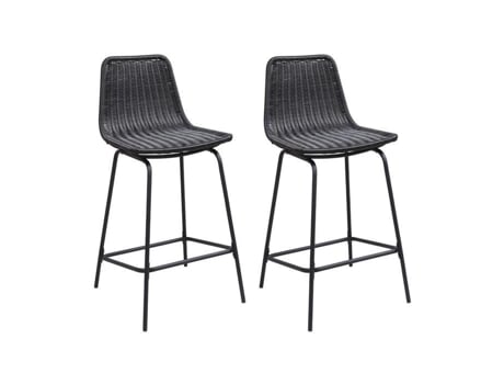 Conjunto De Cadeiras De Bar E Ilha Bali Em Metal Com Assento Em Rattan 65cm Mob In