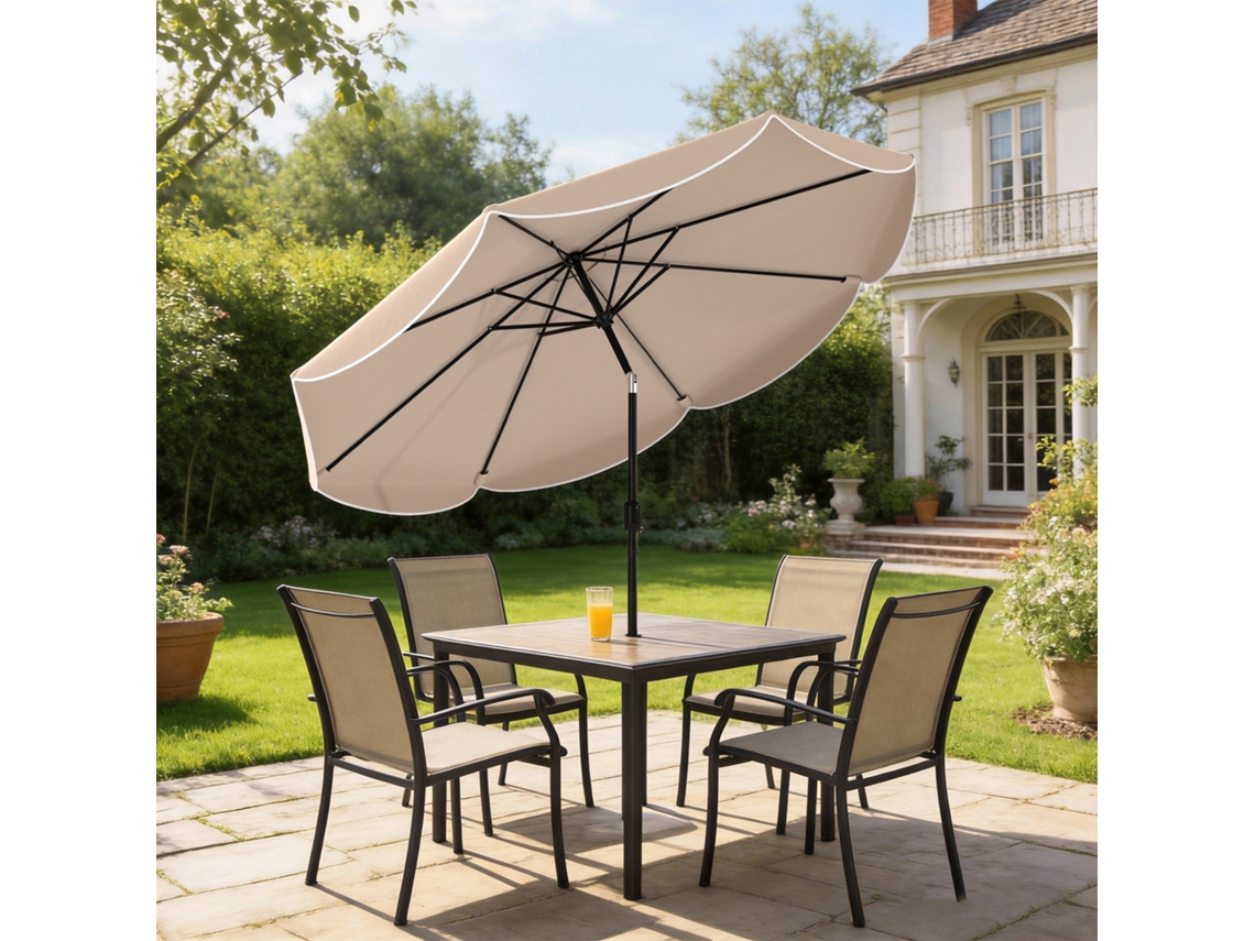 Chapéu de Sol de Jardim S/MARCA, Ø2,7m, inclinação ajustável, manivela, volante, caqui
