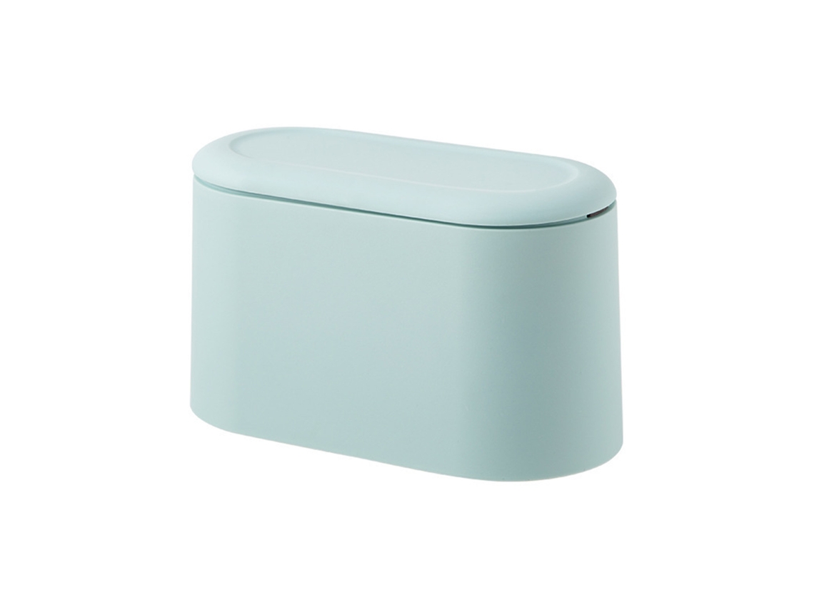 Baok-mini Lixeira Com Tampa Pequena Lixeira De Mesa Pop Up Lixeira De Mesa Pequena Para Banheiro Escritório Cozinha Mesa Azul