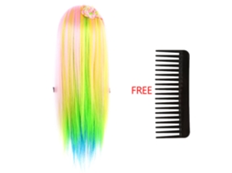 2026 cabeza de Maniquí para Entrenamiento de Peluquería Con Trenzas Coloridas 26'' (rosa Y Multicolor 5)