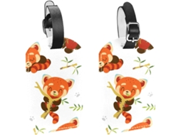 Conjunto De 2 Etiquetas Bagagem Em Imitação Couro Proteção Privacidade Urso Fofo Comendo Bambu
