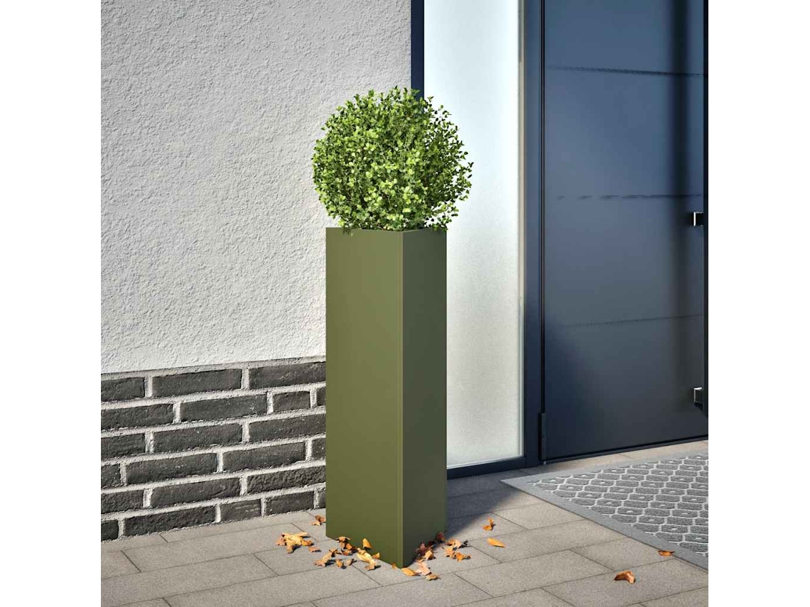 Vidaxl Vaso/floreira Jardim Triangular 30x26x75 Cm Aço Verde-azeitona