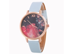 Relógio Casual Feminino Zlf0555 c Pulseira de Couro Quartzo Azul Claro
