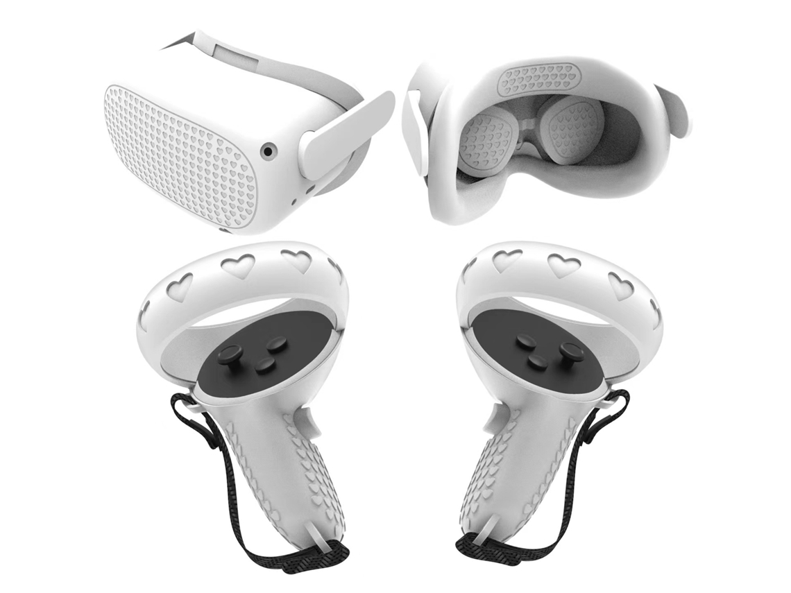 Capa Protetora De Silicone Do Headset Vr 4-em-um Oculus Quest 2, Máscara Facial, Tampa Da Alça, Kit De Acessórios Vr