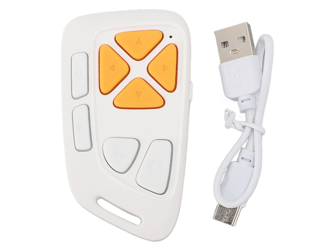 Mali controle Remoto Bluetooth para Celular com Disparador de Câmera, Virador de Páginas e Tecla Silenciosa Branco