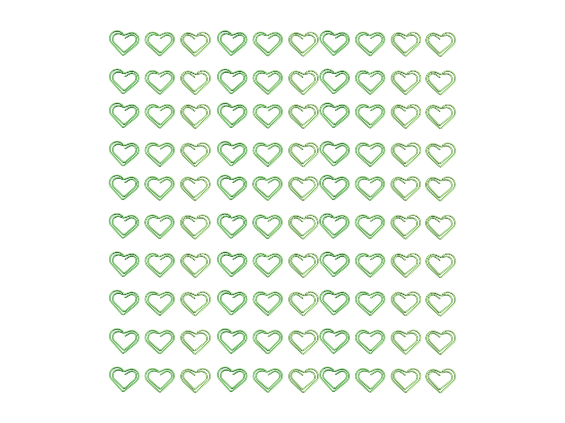 100 Clips de Papel em Forma de Coração Verde Resistentes a Deslizamentos, Fofos, Metálicos, Portáteis e Pequenos para Escola