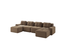 Sofá elegante com puff, armazenamento, 4 lugares, braços, porta copos, bolsos ORBITRA COMMERCE