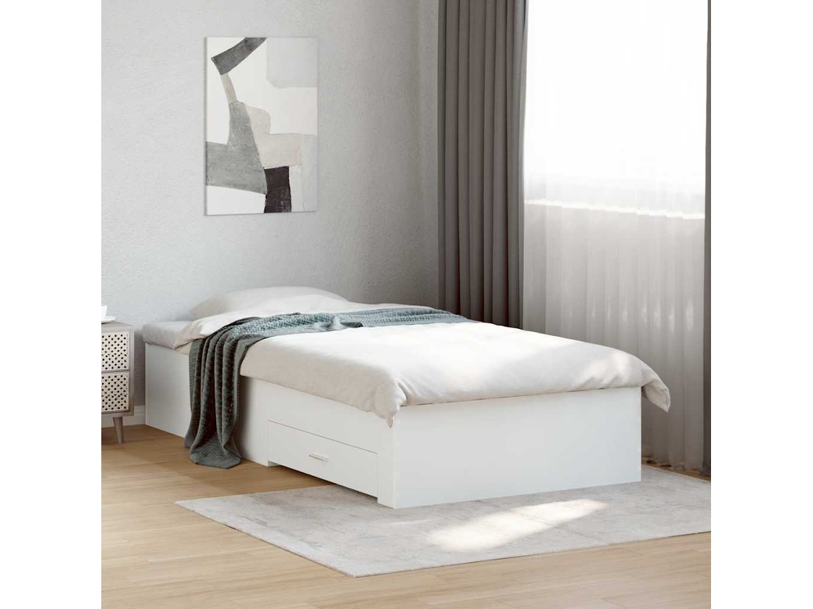 Vidaxl Estrutura Cama C/ Gavetas 90x190 Cm Derivados De Madeira Branco