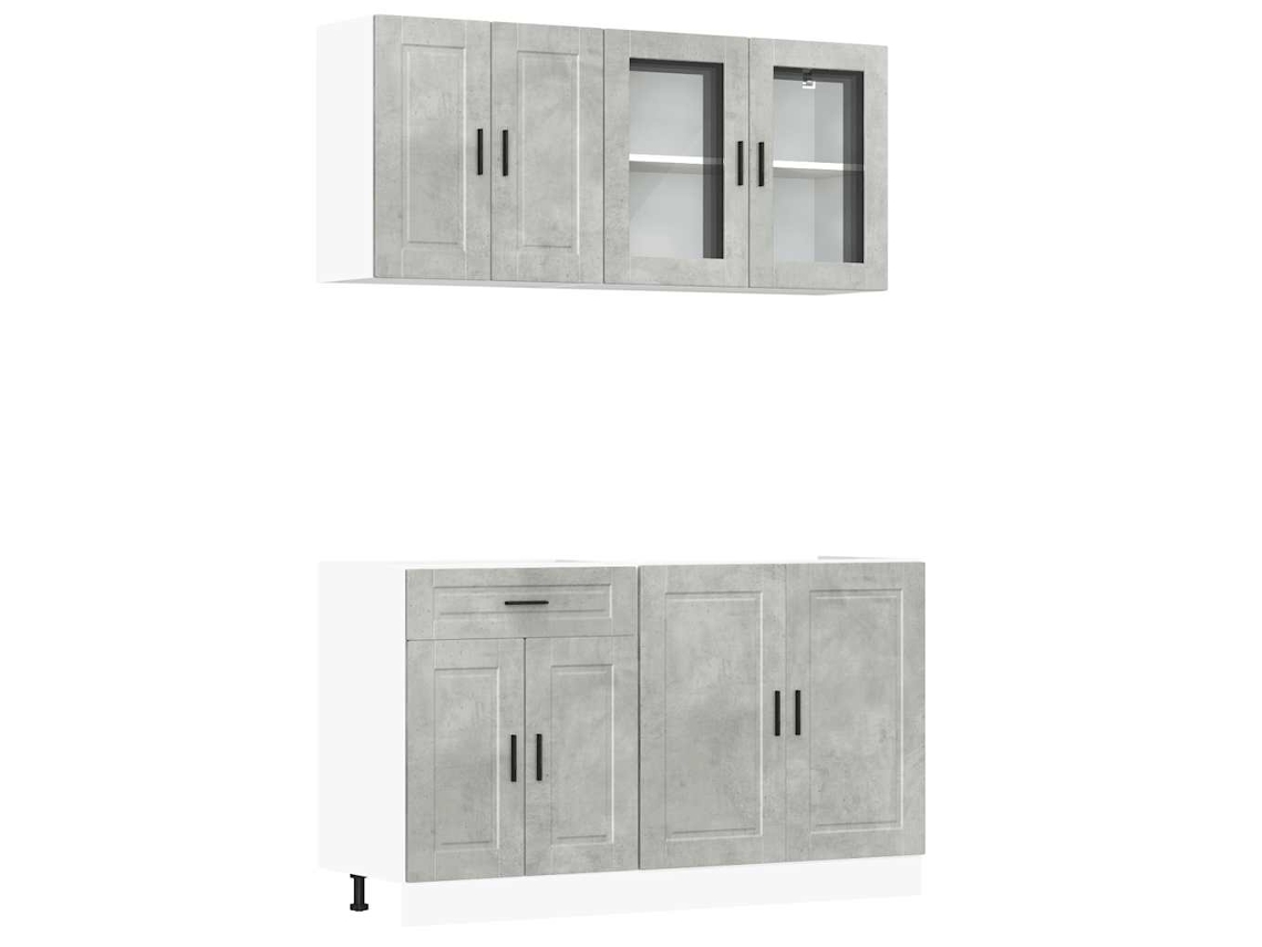 Conjunto de 4 armários de cozinha em concreto cinza - EXCLUSIVO DA MAISON